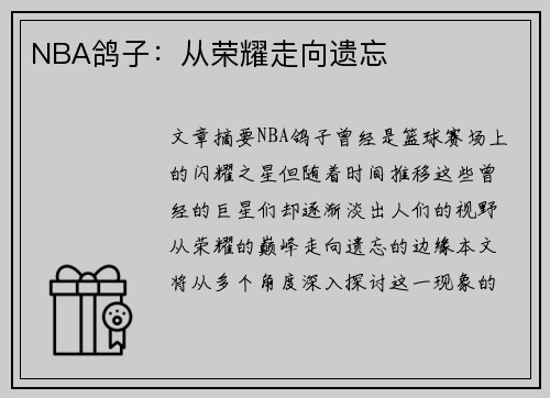 NBA鸽子：从荣耀走向遗忘