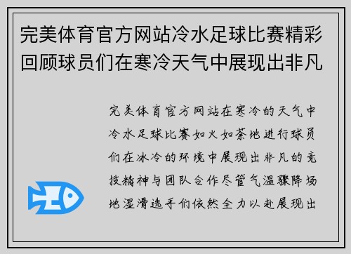 完美体育官方网站冷水足球比赛精彩回顾球员们在寒冷天气中展现出非凡的竞技精神与团队合作